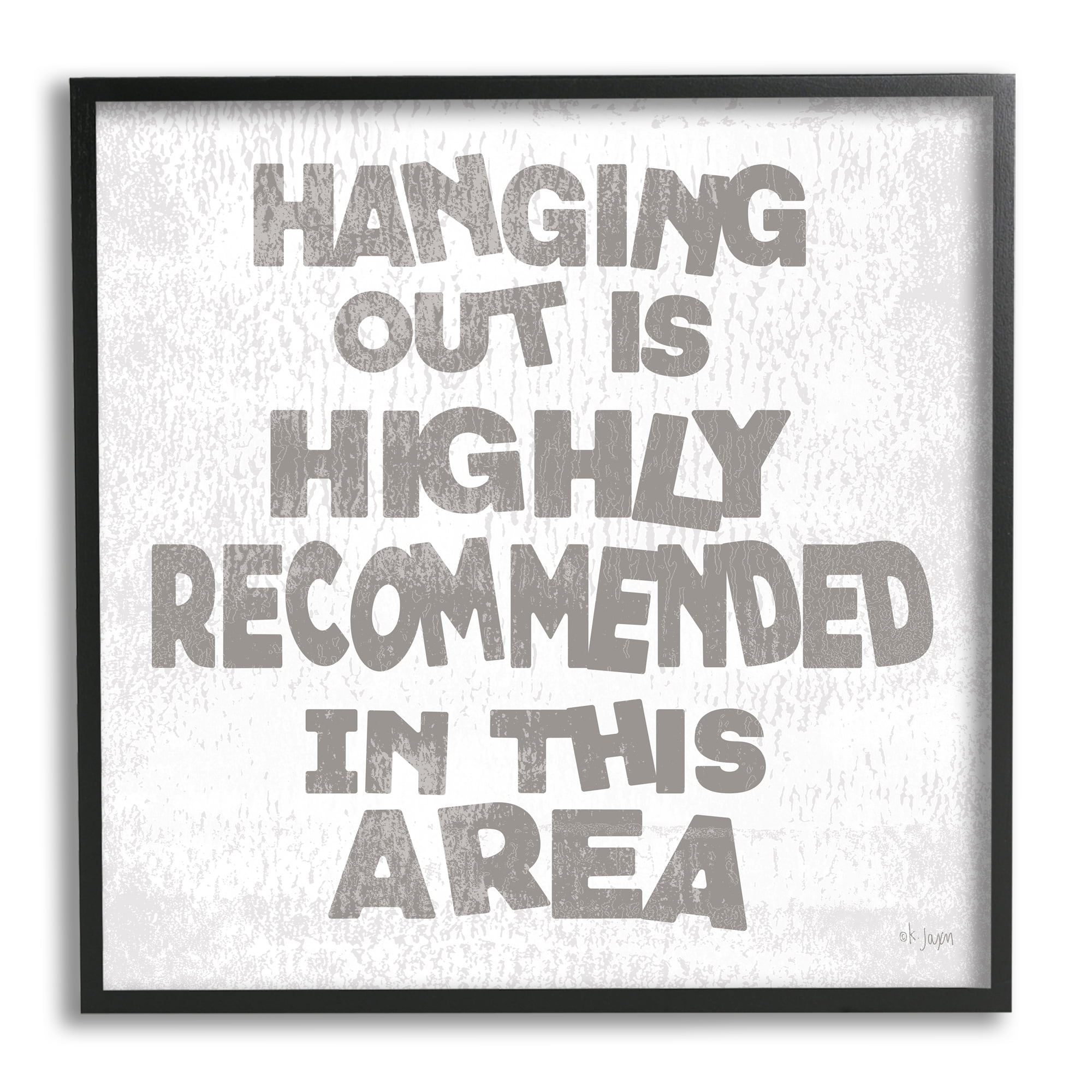 Stupell Industries Rustic Hanging Out Phrase Inspirational Painting Black Framed Art Print Wall Art, 17 x 17