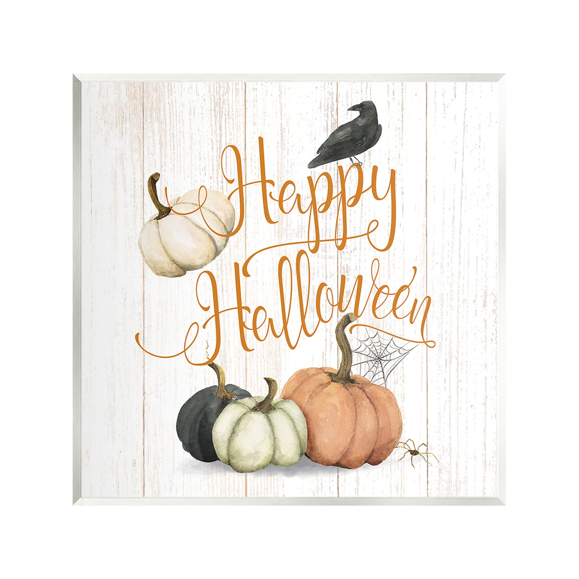 Stupell Industries Rustic Happy Halloween Holiday Painting Unframed Art Print Wall Art, 12 x 12