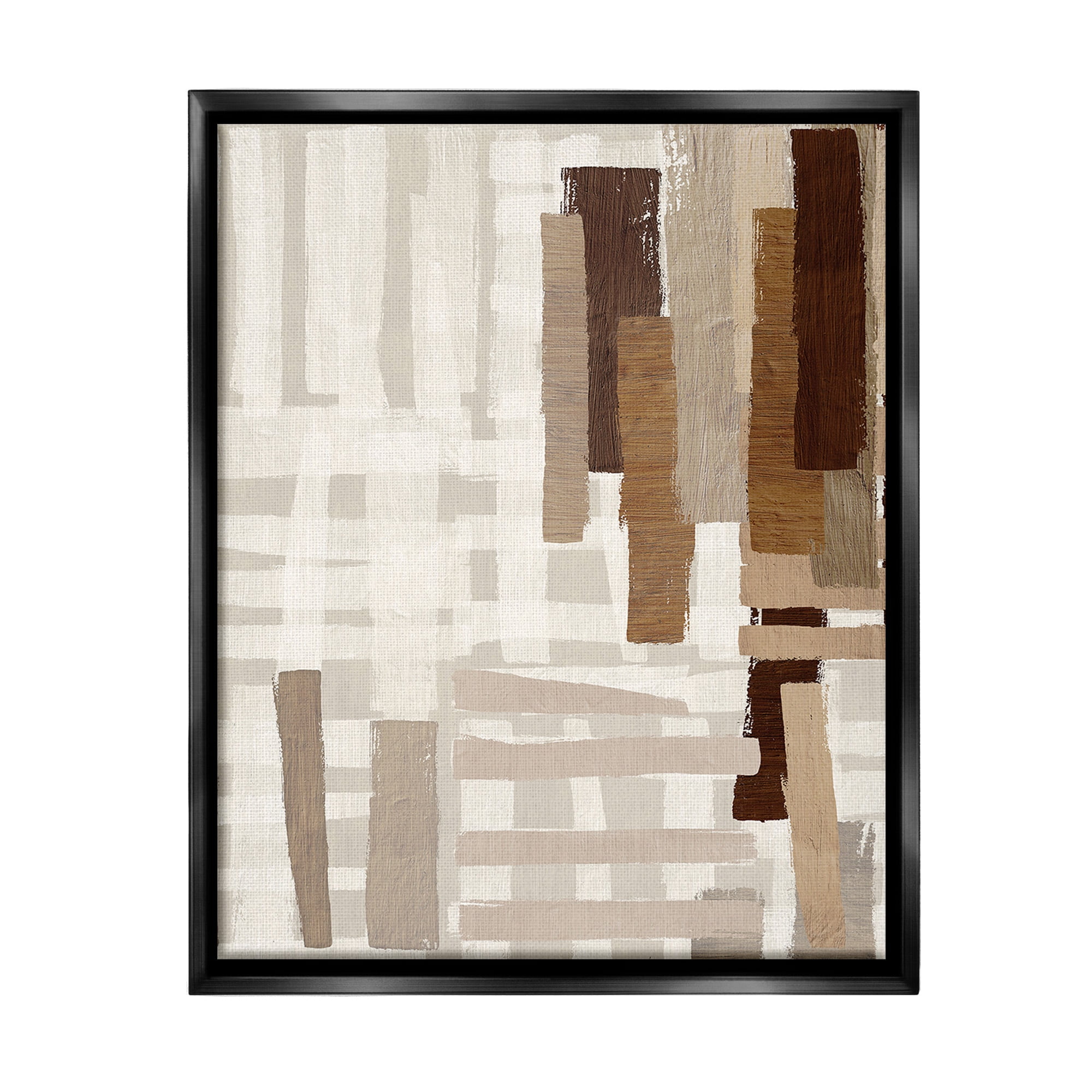 Stupell Industries Rustic Hatched Pattern Abstract Painting Black Floater Framed Canvas Art Print Wall Art, 25 x 31