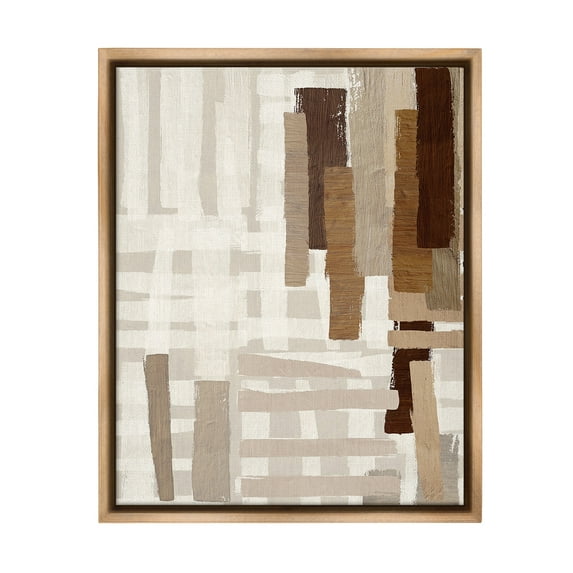 Stupell Industries Rustic Hatched Pattern Abstract Painting Brown Floater Framed Canvas Art Print Wall Art, 25 x 31