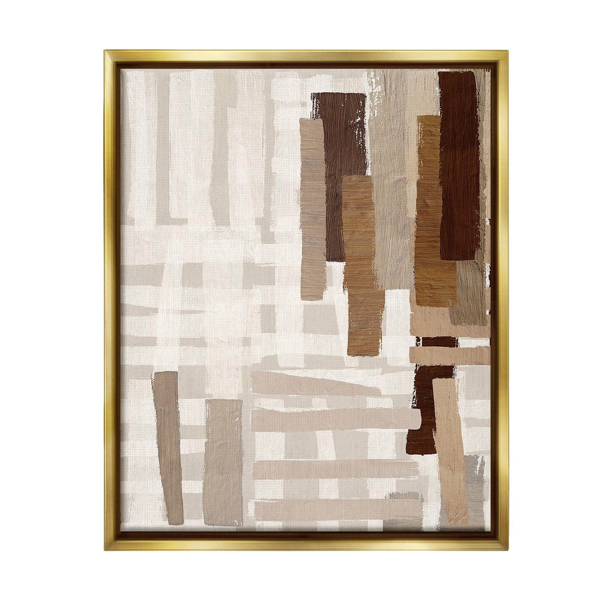Stupell Industries Rustic Hatched Pattern Abstract Painting Gold Floater Framed Canvas Art Print Wall Art, 17 x 21