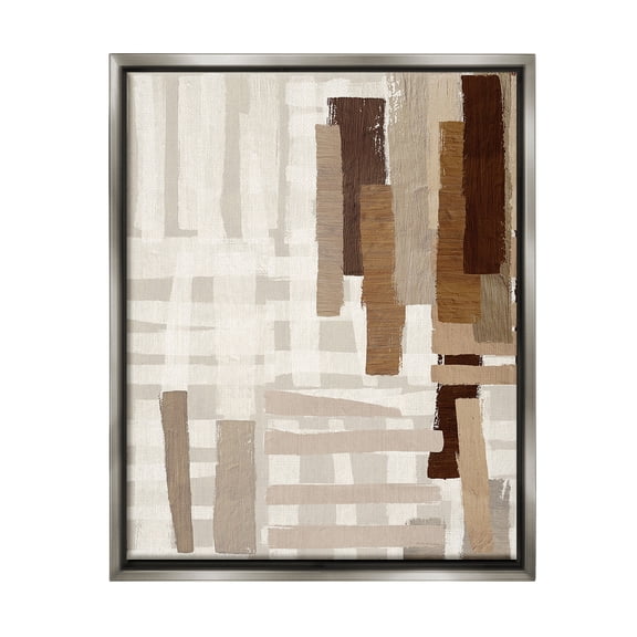 Stupell Industries Rustic Hatched Pattern Abstract Painting Gray Floater Framed Canvas Art Print Wall Art, 25 x 31