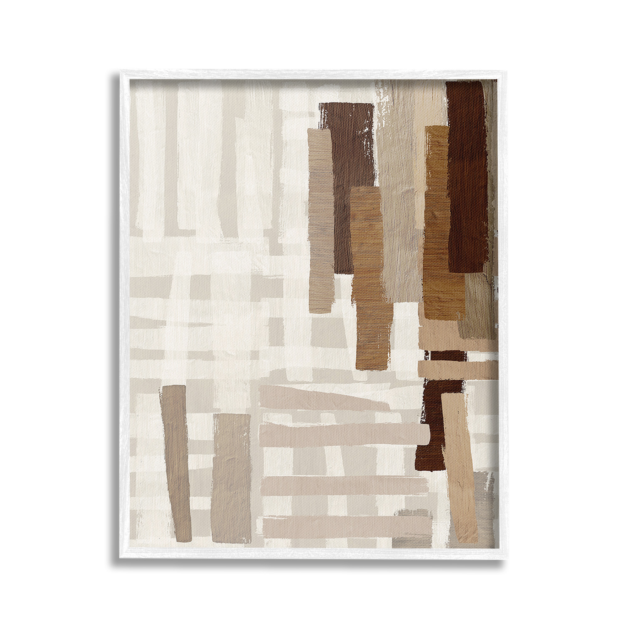 Stupell Industries Rustic Hatched Pattern Abstract Painting White Framed Art Print Wall Art, 24 x 30