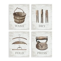 Stupell Industries Rustic Heirloom Laundry Bath & Laundry Painting Unframed Art Print Wall Art, 11 x 14, Set of 4