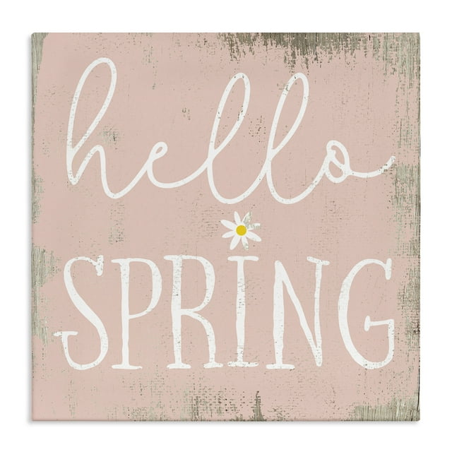 Stupell Industries Rustic Hello Spring Plants & Flowers Painting Wrapped Canvas Art Print Wall Art, 30 x 30