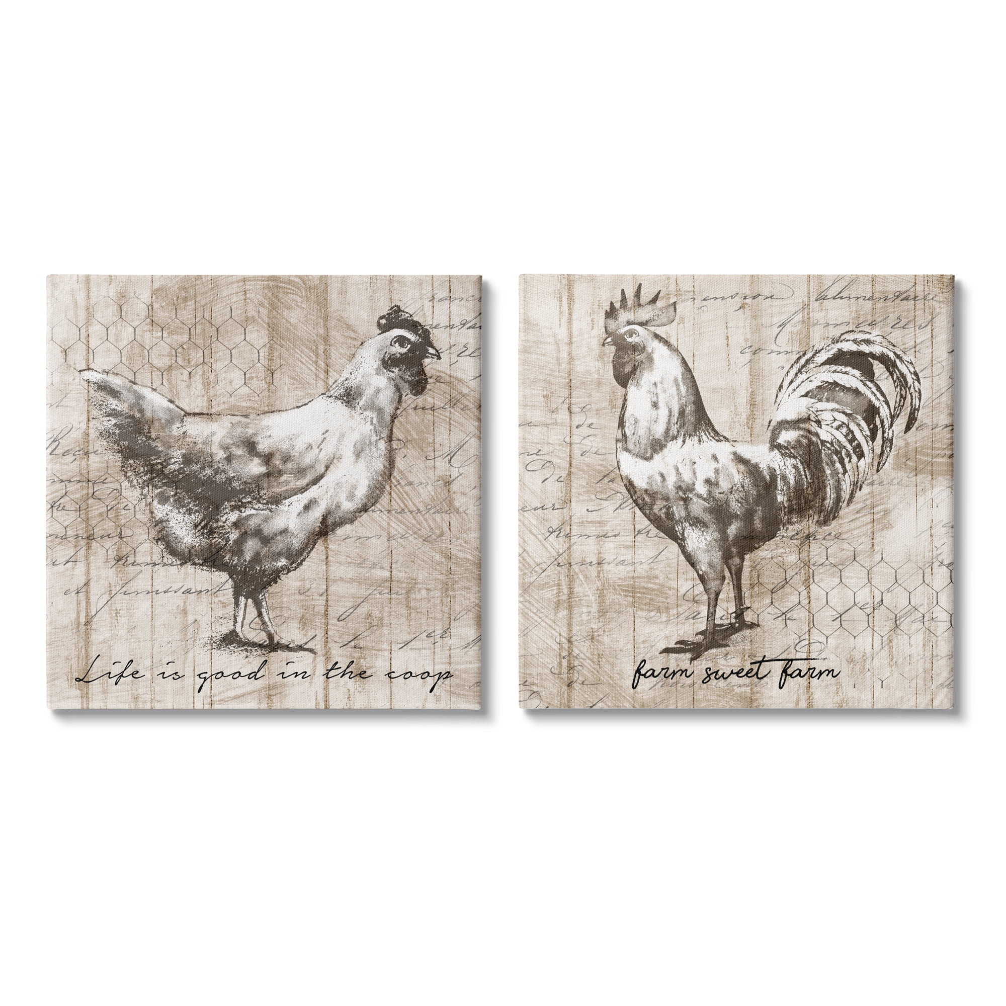 Stupell Industries Rustic Hen Rooster Illustration Life is Good Phrases, 24 x 24, Design by Conrad Knutsen