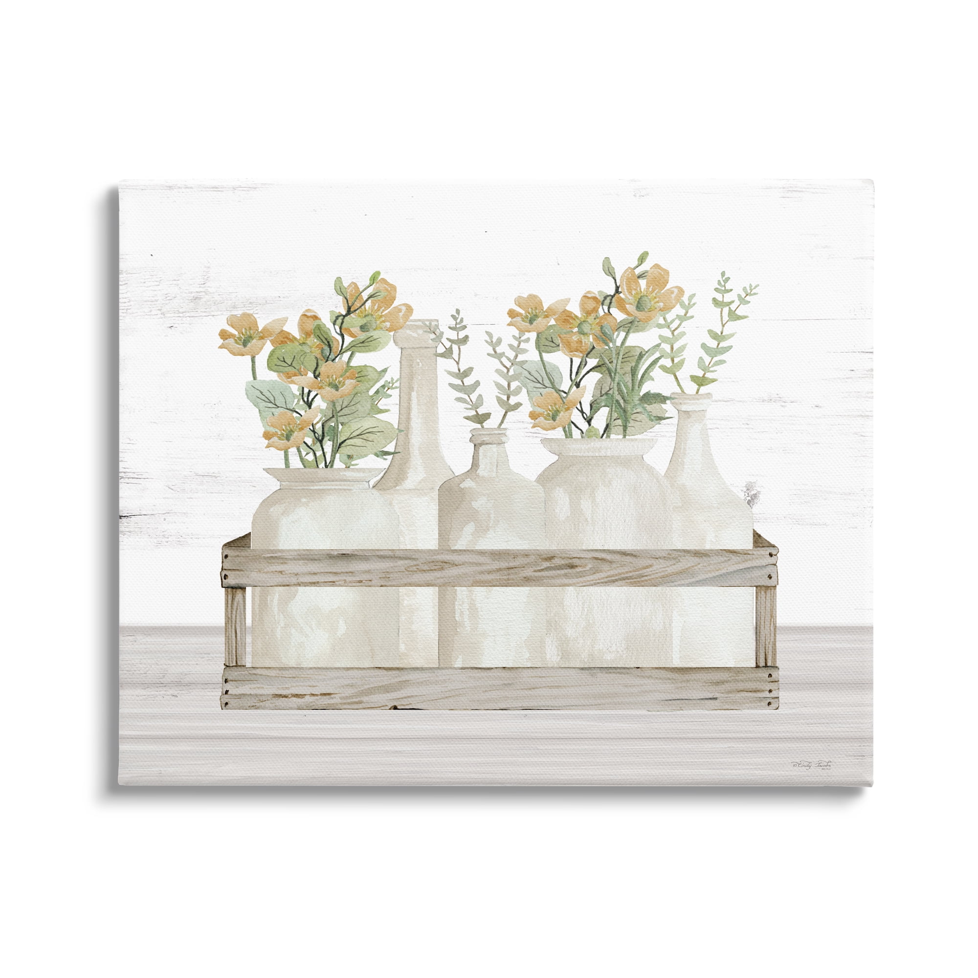 Stupell Industries Rustic Herb Jars Botanical & Floral Painting Gallery Wrapped Canvas Art Print Wall Art, 30 x 24