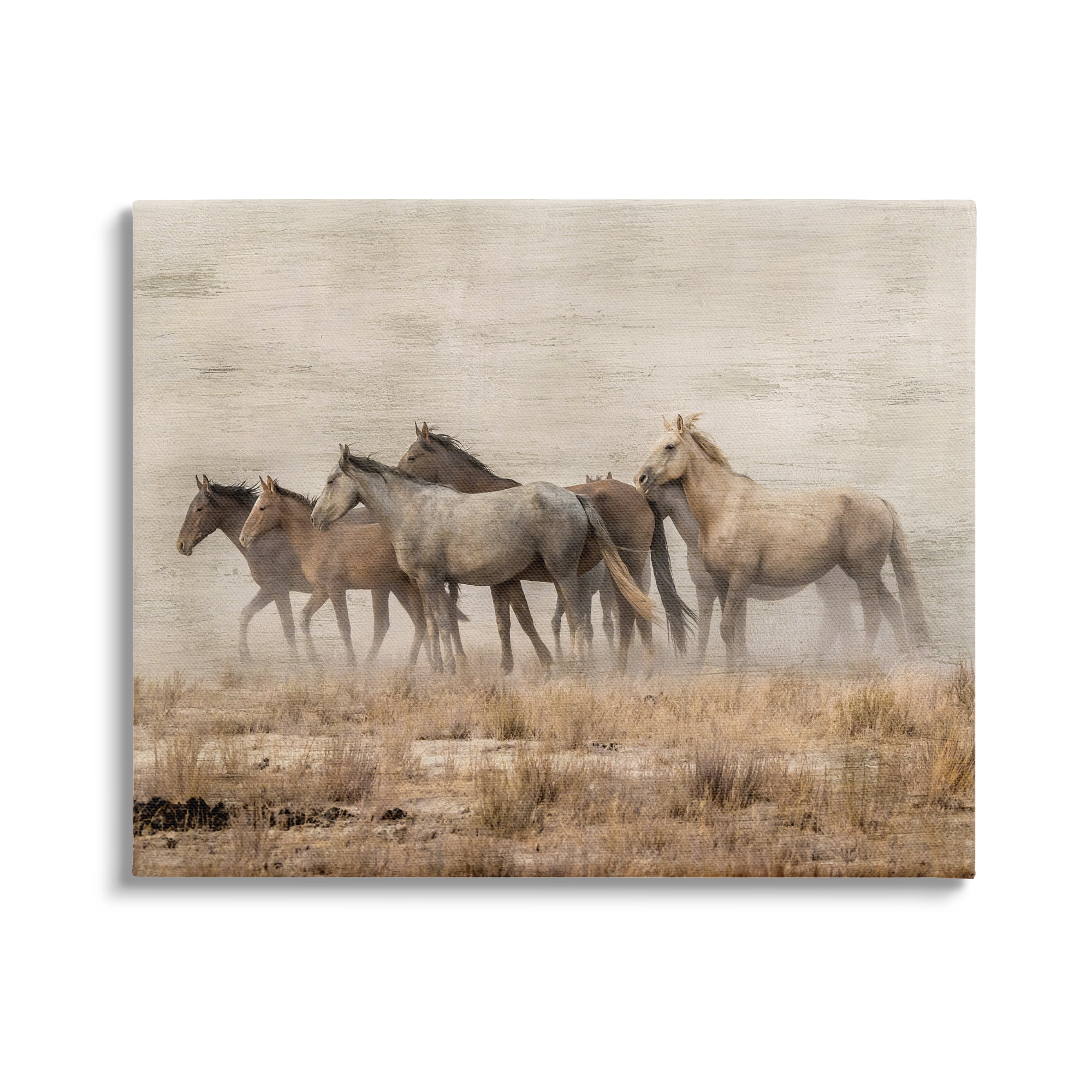 Stupell Industries Rustic Herd of Horses Animals & Insects Painting Gallery Wrapped Canvas Art Print Wall Art, 48 x 36