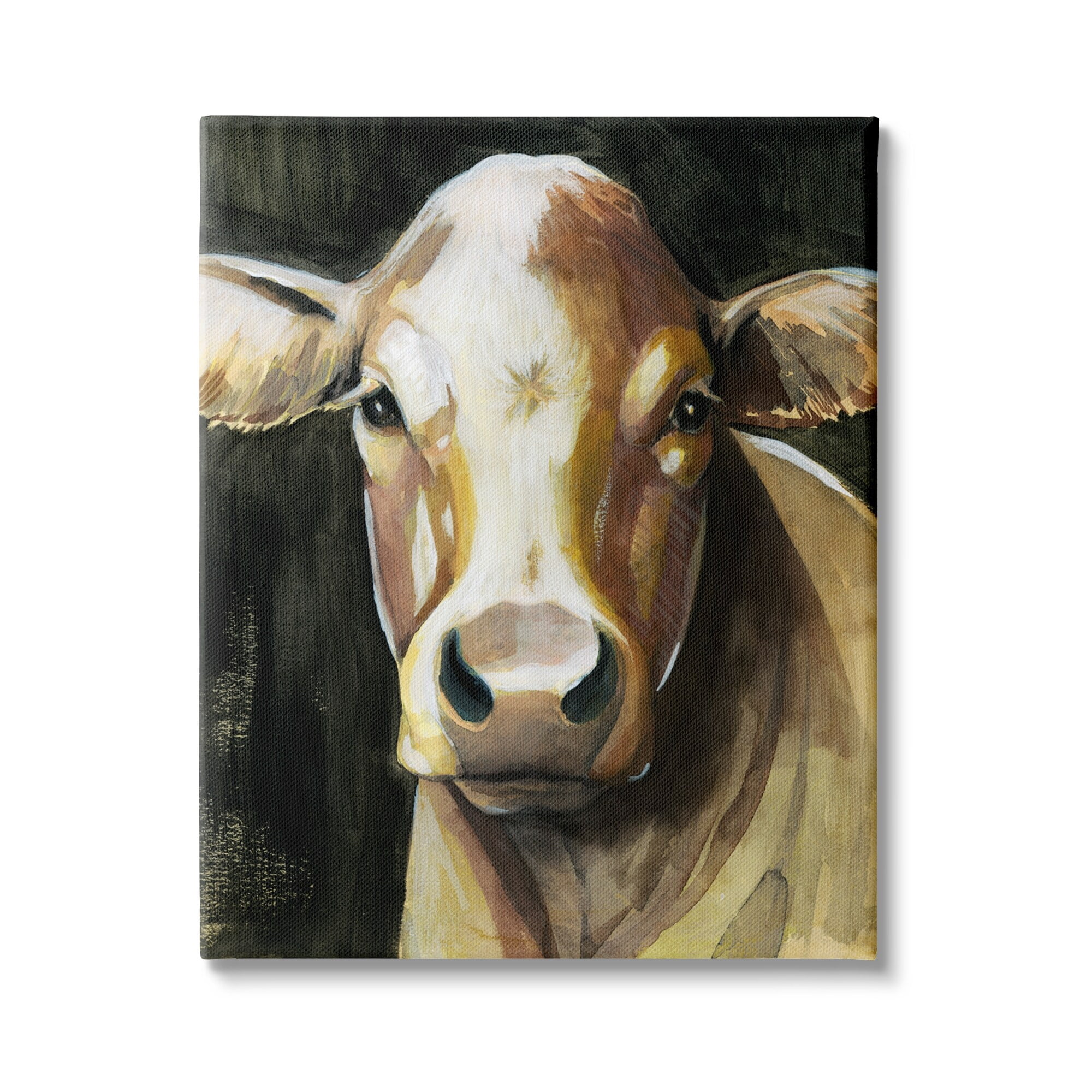 Stupell Industries Rustic Hereford Cattle Portrait Country Farm Cow Painting, 16 x 20,Design by Grace Popp