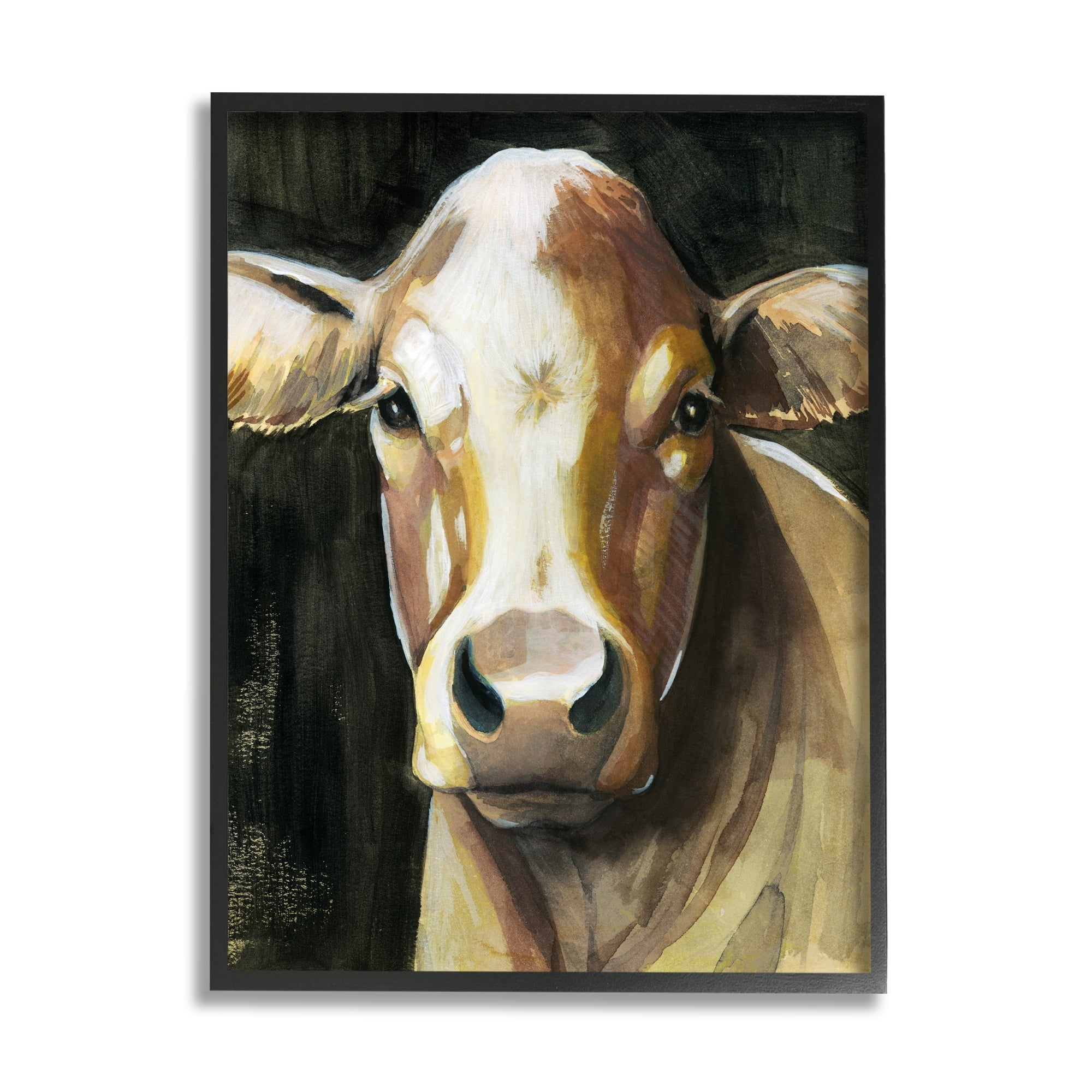 Stupell Industries Rustic Hereford Cattle Portrait Country Farm Cow Painting, 24 x 30,Design by Grace Popp
