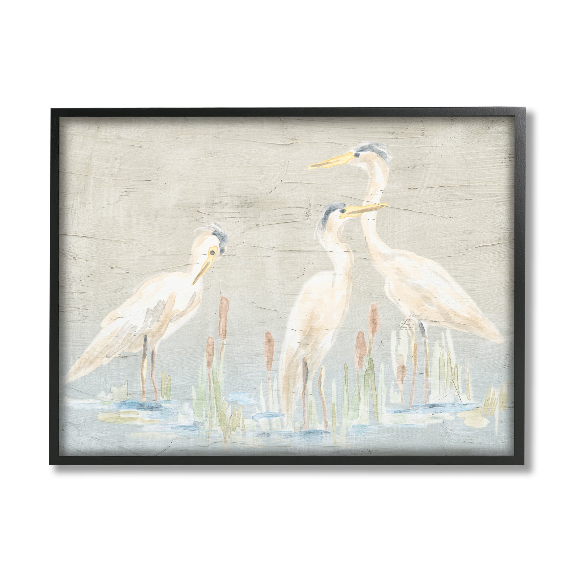 Stupell Industries Rustic Herons Scene Animals & Insects Painting Black Framed Art Print Wall Art, 14 x 11