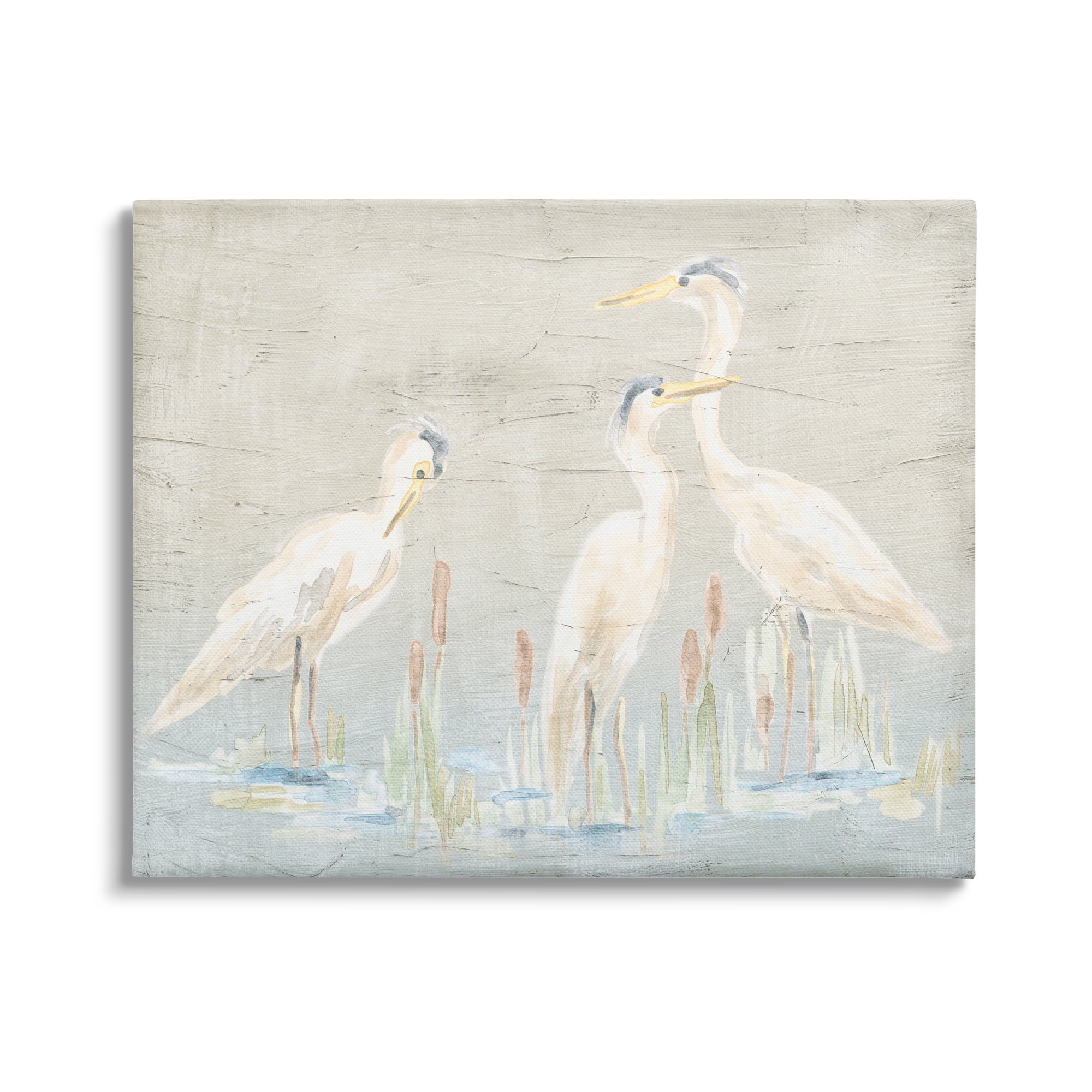 Stupell Industries Rustic Herons Scene Animals & Insects Painting Gallery Wrapped Canvas Art Print Wall Art, 20 x 16