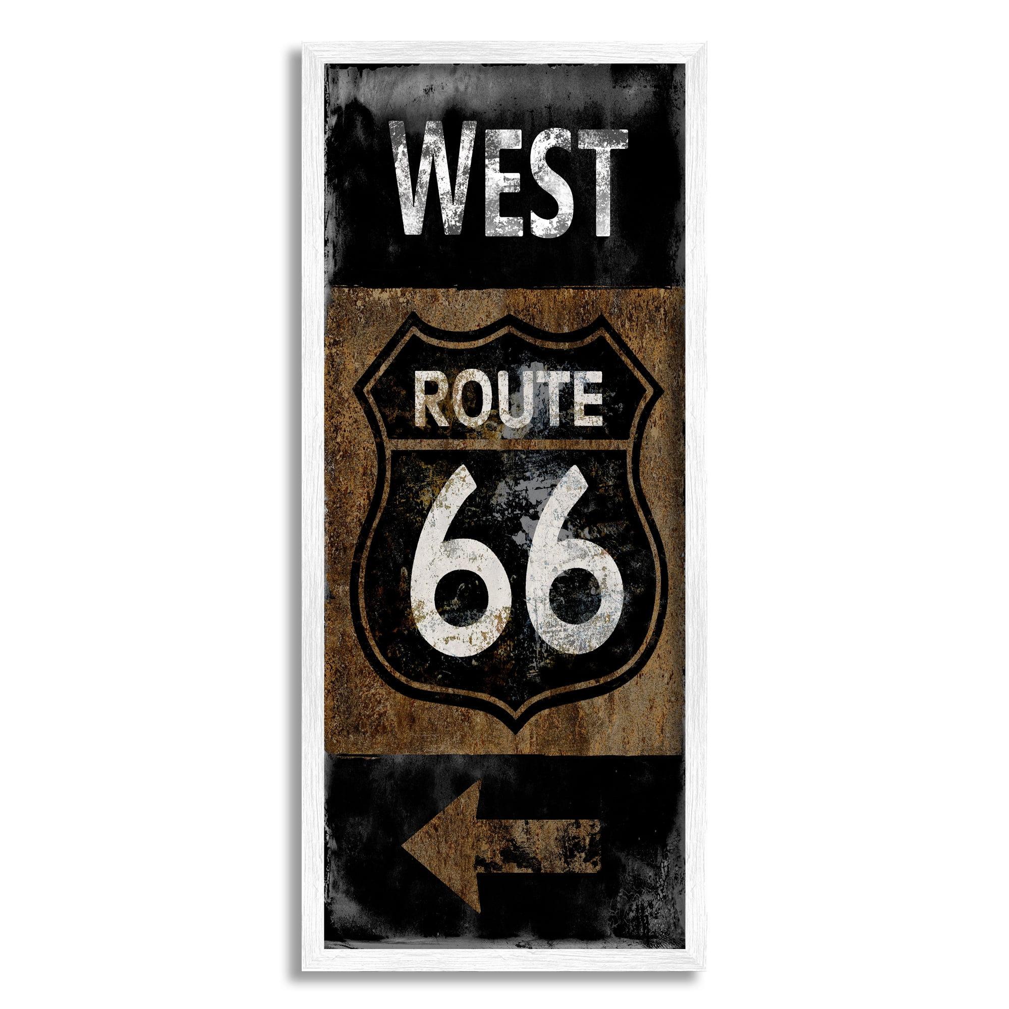 Stupell Industries Rustic Highway Route 66 Symbol Left Arrow Directional, 10 x 24, Designed by Luke Wilson