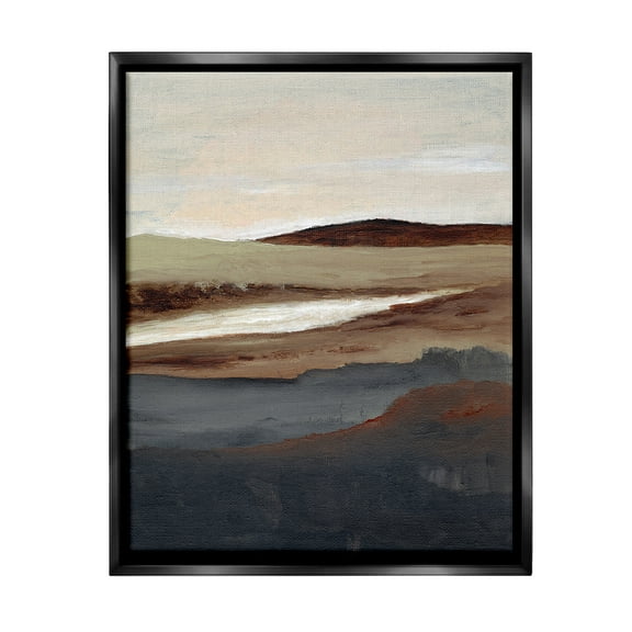 Stupell Industries Rustic Hills Abstraction Landscape Painting Black Floater Framed Canvas Art Print Wall Art, 17 x 21