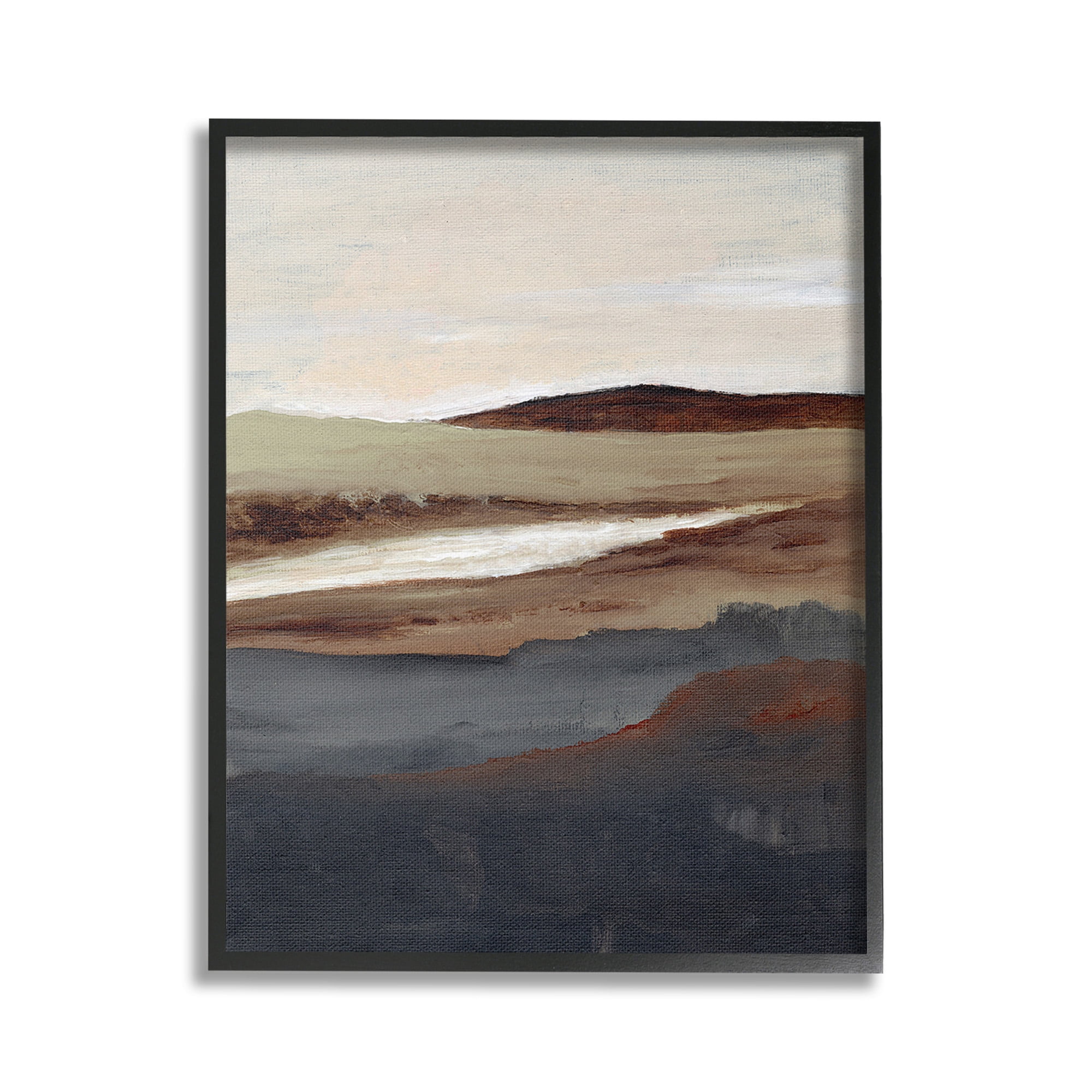 Stupell Industries Rustic Hills Abstraction Landscape Painting Black Framed Art Print Wall Art, 16 x 20