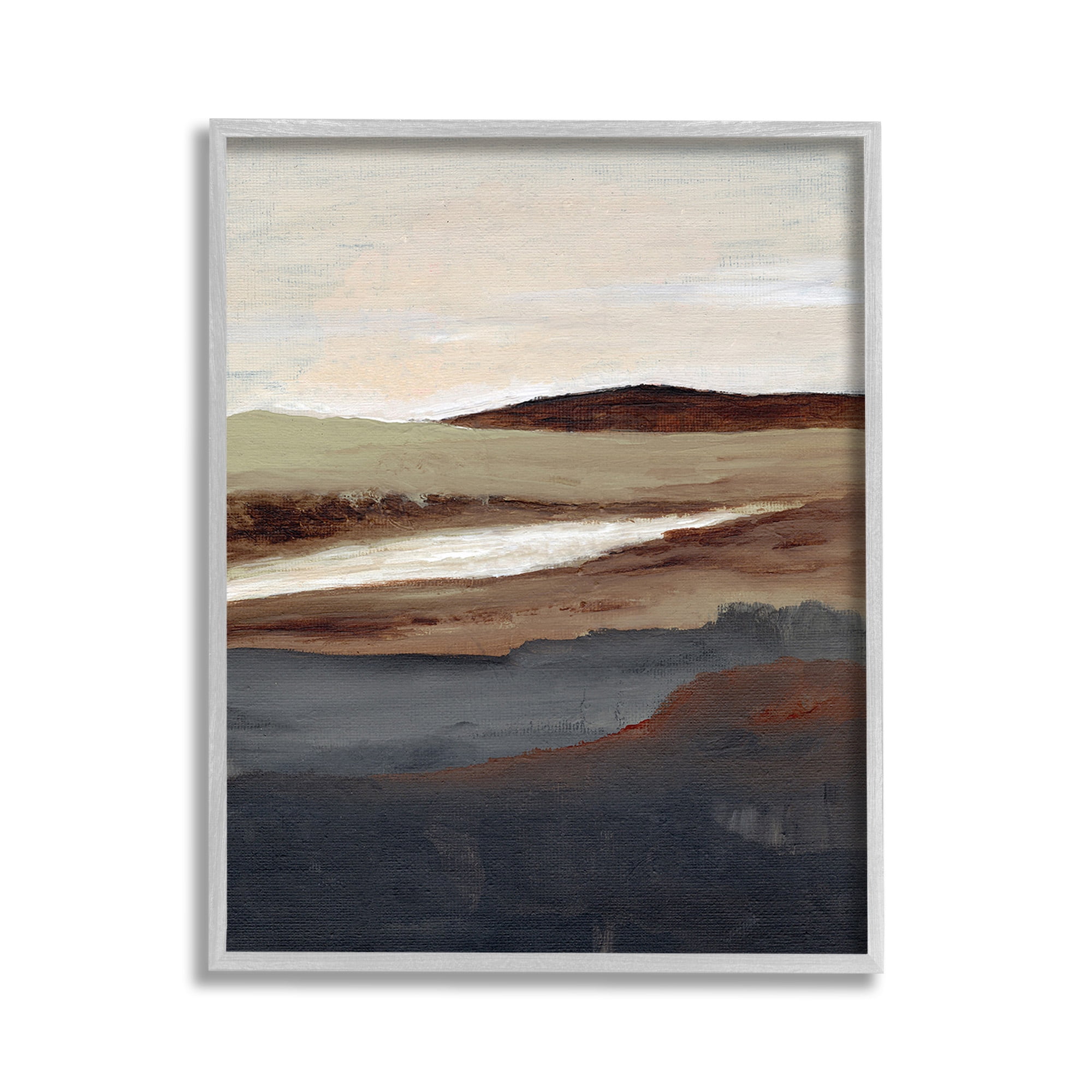 Stupell Industries Rustic Hills Abstraction Landscape Painting Gray Framed Art Print Wall Art, 11 x 14