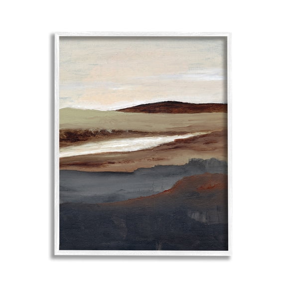 Stupell Industries Rustic Hills Abstraction Landscape Painting White Framed Art Print Wall Art, 11 x 14