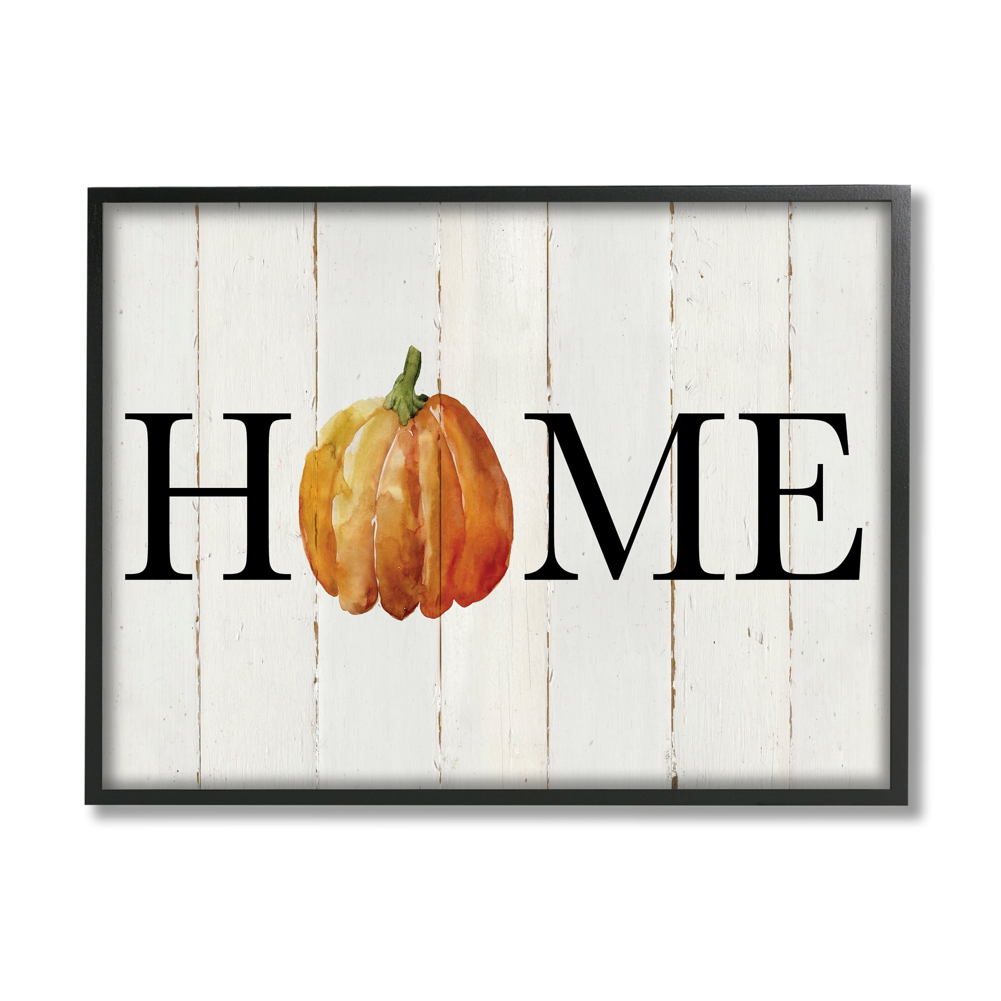 Stupell Industries Rustic Home Pumpkin Holiday Painting Black Framed Art Print Wall Art, 20 x 16