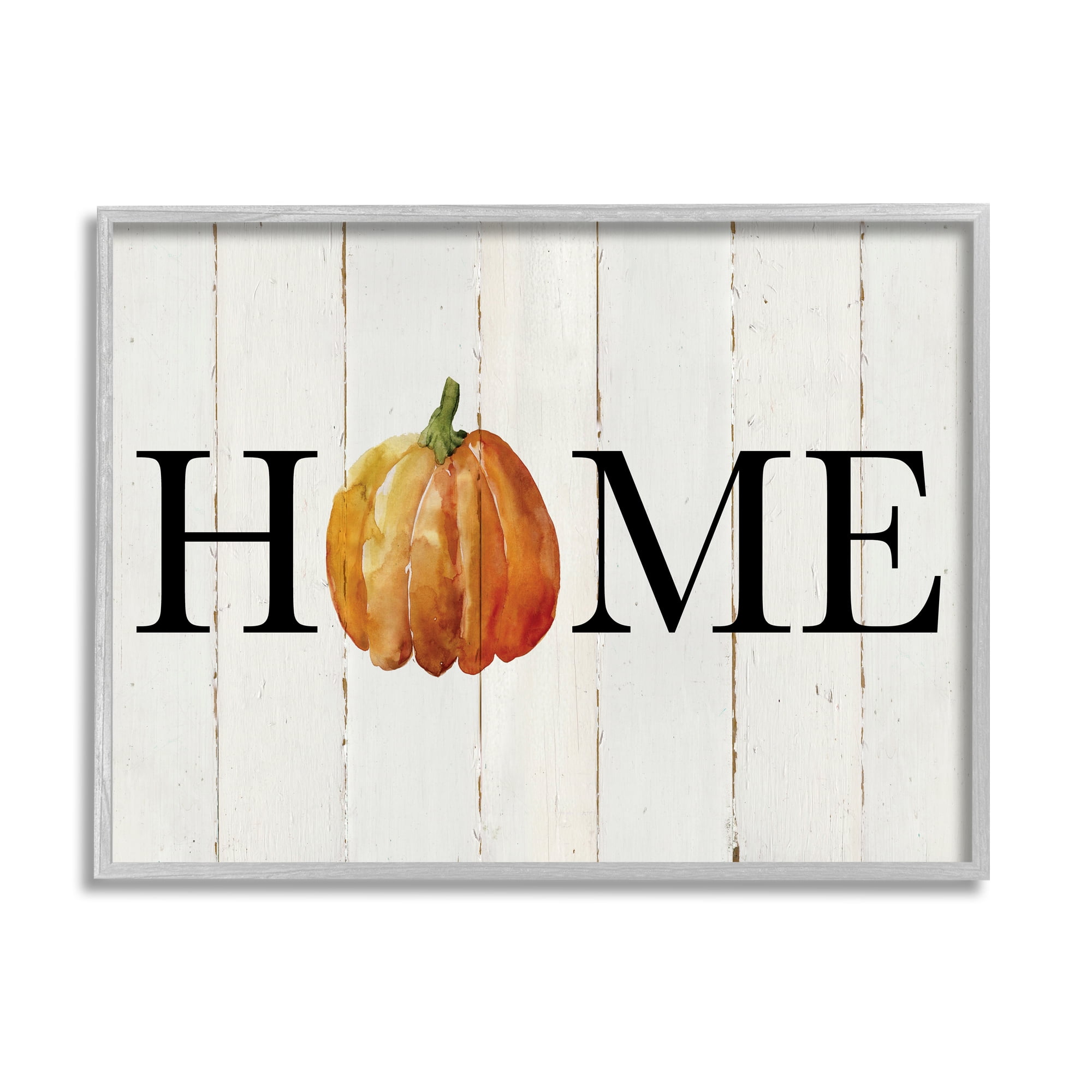 Stupell Industries Rustic Home Pumpkin Holiday Painting Gray Framed Art Print Wall Art, 20 x 16