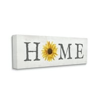Stupell Industries Rustic Home Text Yellow Sunflower Accent Typography Painting Gallery Wrapped Canvas Art Print Wall Art, 10 x 24