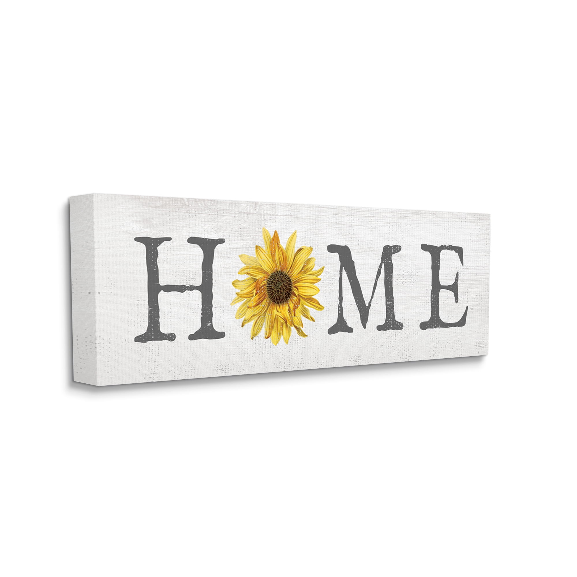 Stupell Industries Rustic Home Text Yellow Sunflower Accent Typography Painting Gallery Wrapped Canvas Art Print Wall Art, 17 x 40