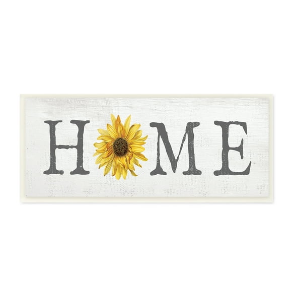 Stupell Industries Rustic Home Text Yellow Sunflower Accent Typography Painting Wall Plaque Art Print Wall Art, 7 x 17