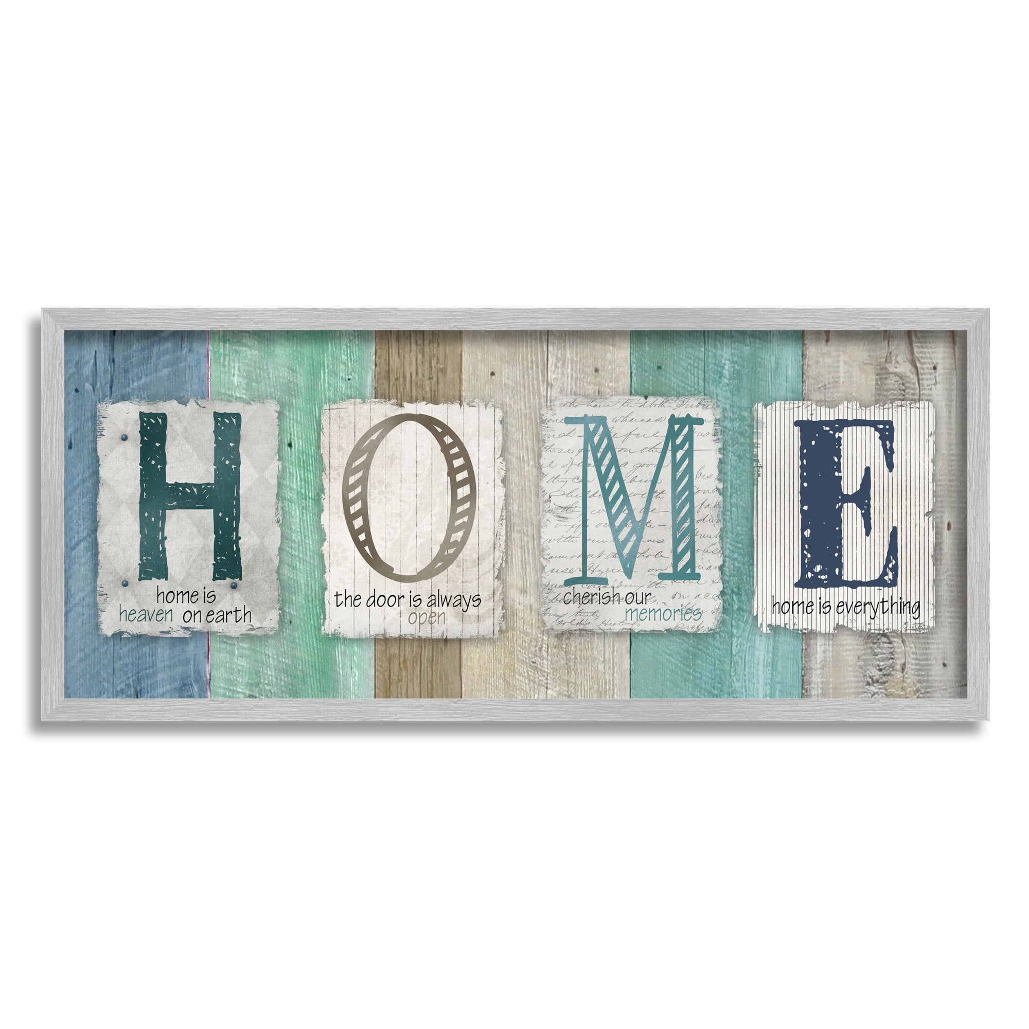 Stupell Industries Rustic Home Typography Sign Blue Birch Pattern, 24 x 10, Design by Carol Robinson