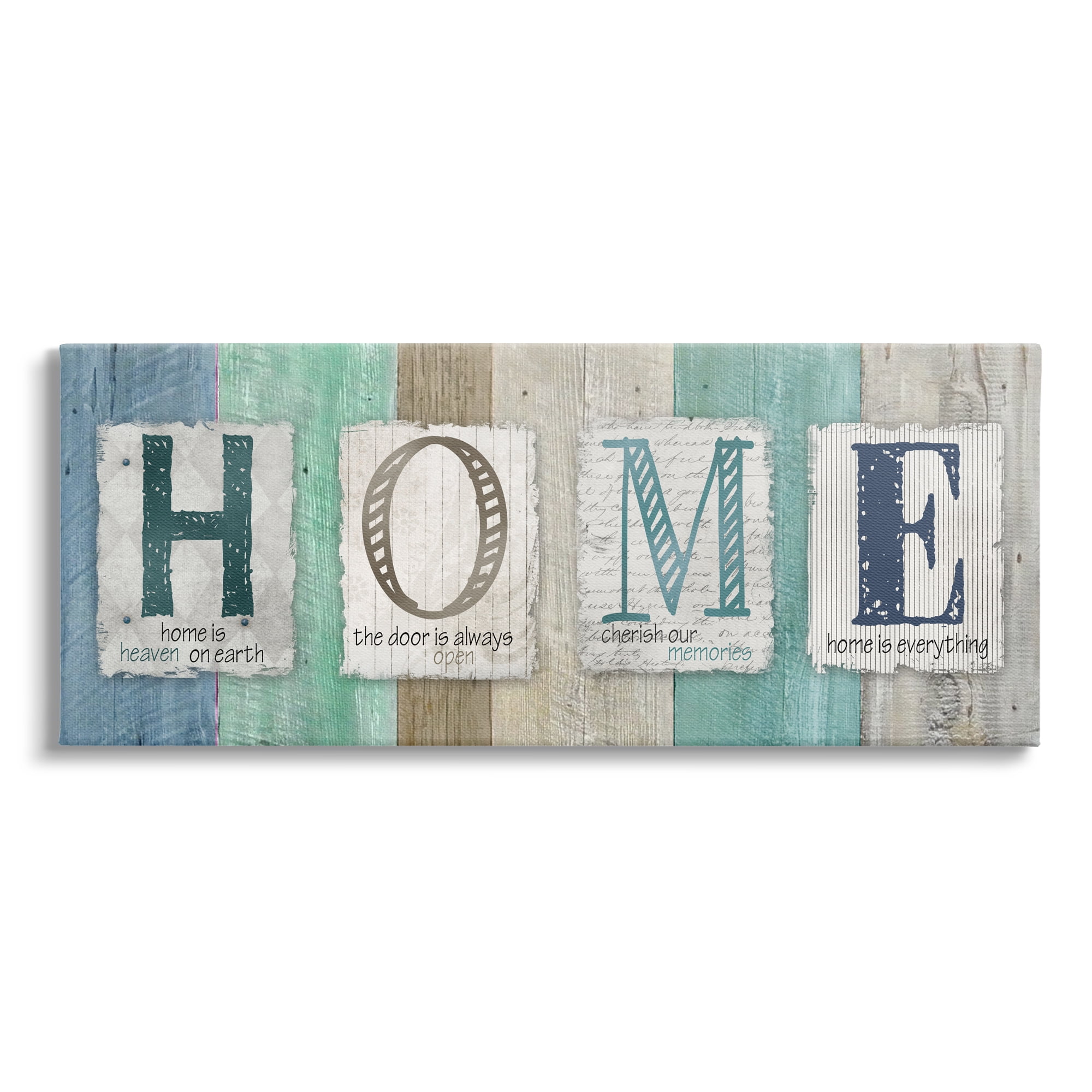 Rustic Blue Birch Pattern Wooden Typography Wall Art