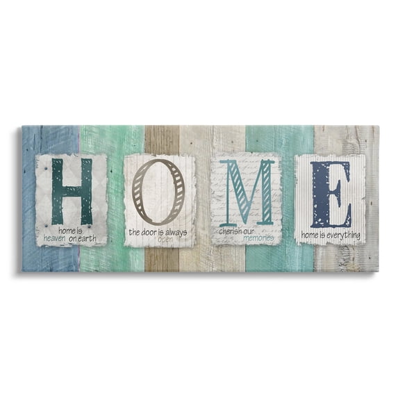 Stupell Industries Rustic Home Typography Sign Blue Birch Pattern Graphic Art Gallery-Wrapped Canvas Print Wall Art, 40x17, by Carol Robinson