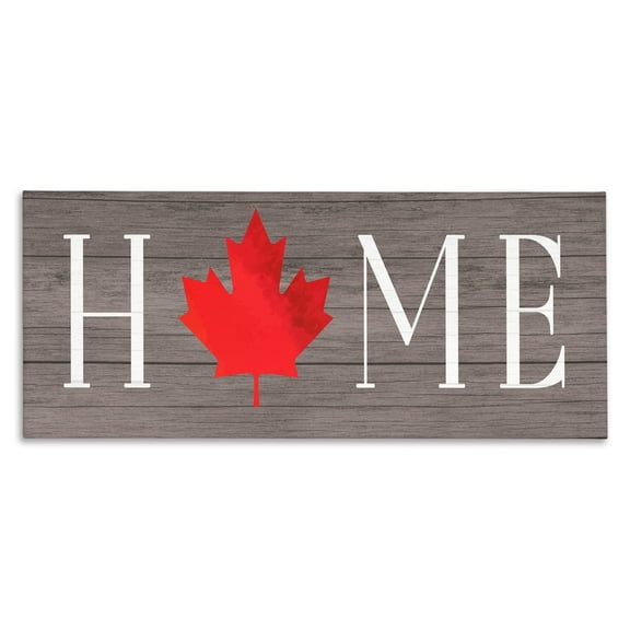 Stupell Industries Rustic Home with Maple Leaf Canvas Wall Art design by Lil' Rue, 13 x 30