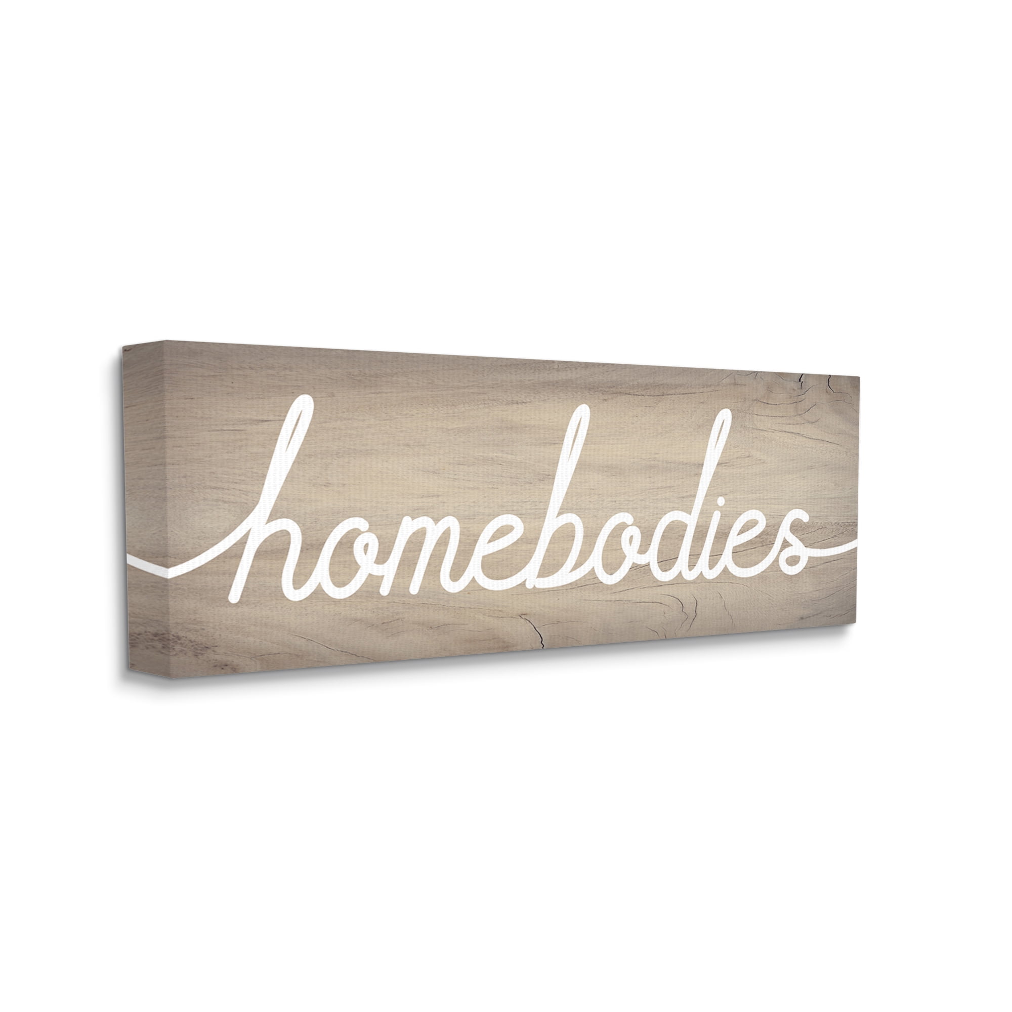 Stupell Industries Rustic Homebodies Phrase Distressed Wood Pattern Canvas Wall Art by Daphne Polselli