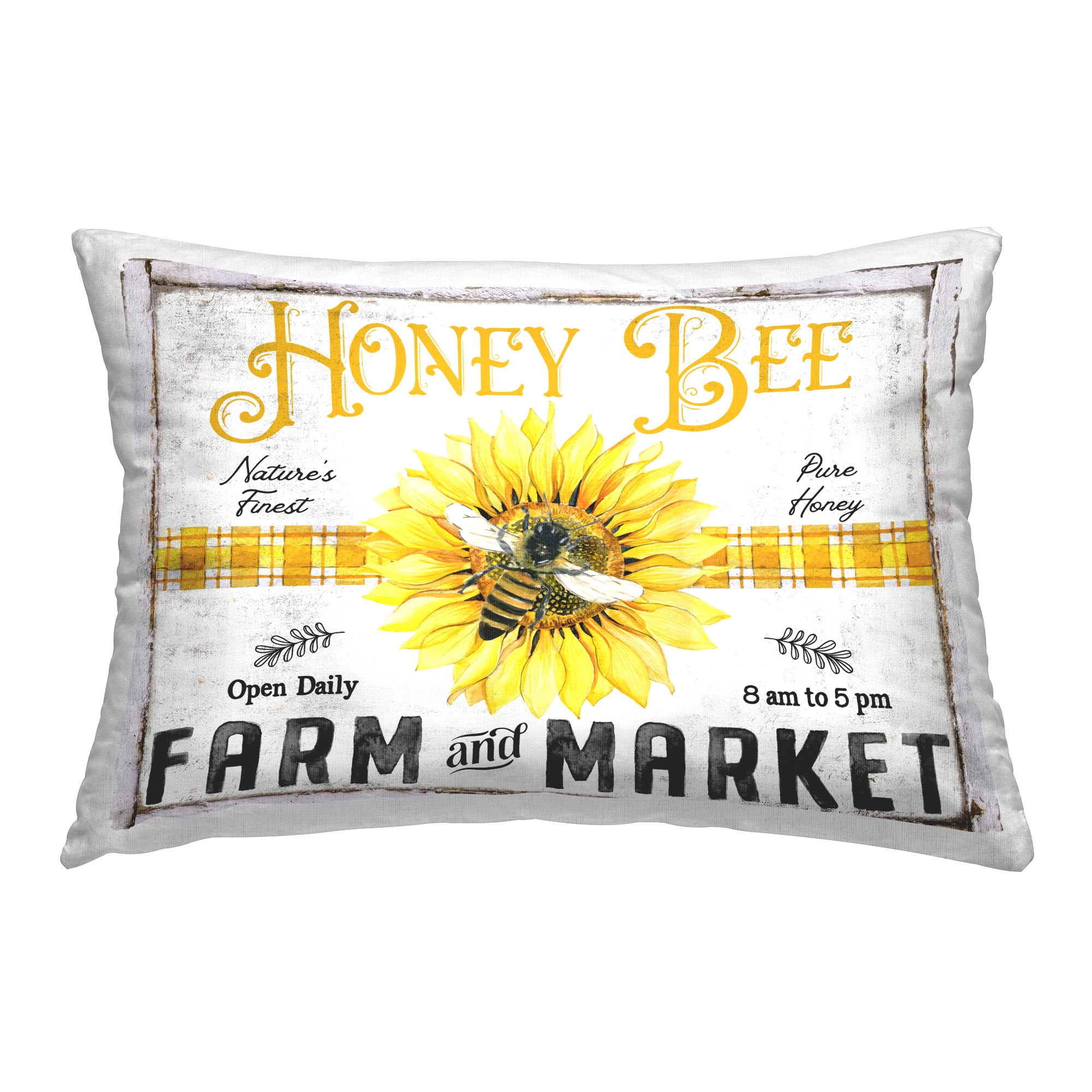 Stupell Industries Rustic Honey Bee & Flower Decorative Printed Throw Pillow Design by Creatif Belle.