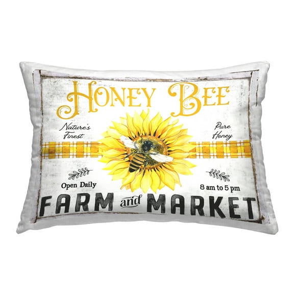Stupell Industries Rustic Honey Bee & Flower Decorative Printed Throw Pillow Design by Creatif Belle.