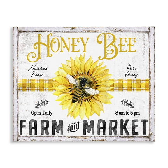 Stupell Industries Rustic Honey Bee & Flower Insects Painting Wrapped Canvas Art Print Wall Art, 48 x 36