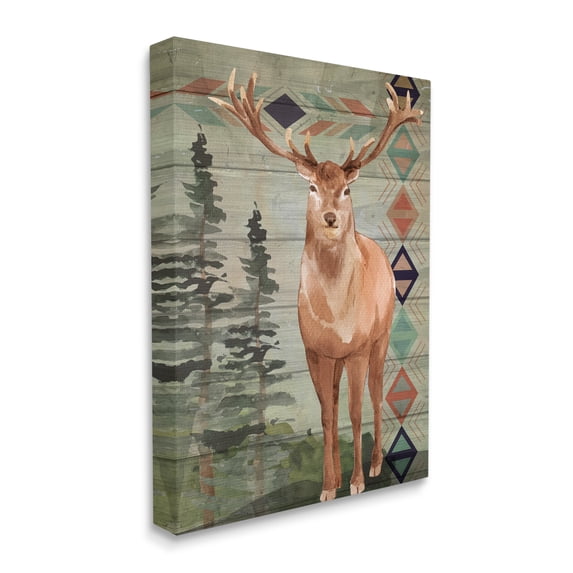 Stupell Industries Rustic Horned Buck Forest Animal Geometric Triangular Pattern, 30 x 40, Designed by ND Art