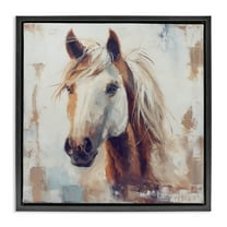 Stupell Industries Rustic Horse Impression Animals Painting Black Floater Framed Canvas Art Print Wall Art, 18 x 18