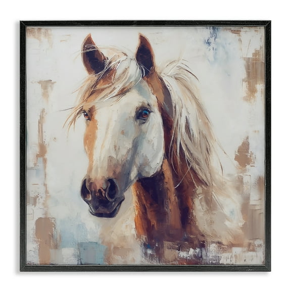 Stupell Industries Rustic Horse Impression Animals Painting Black Framed Art Print Wall Art, 12 x 12