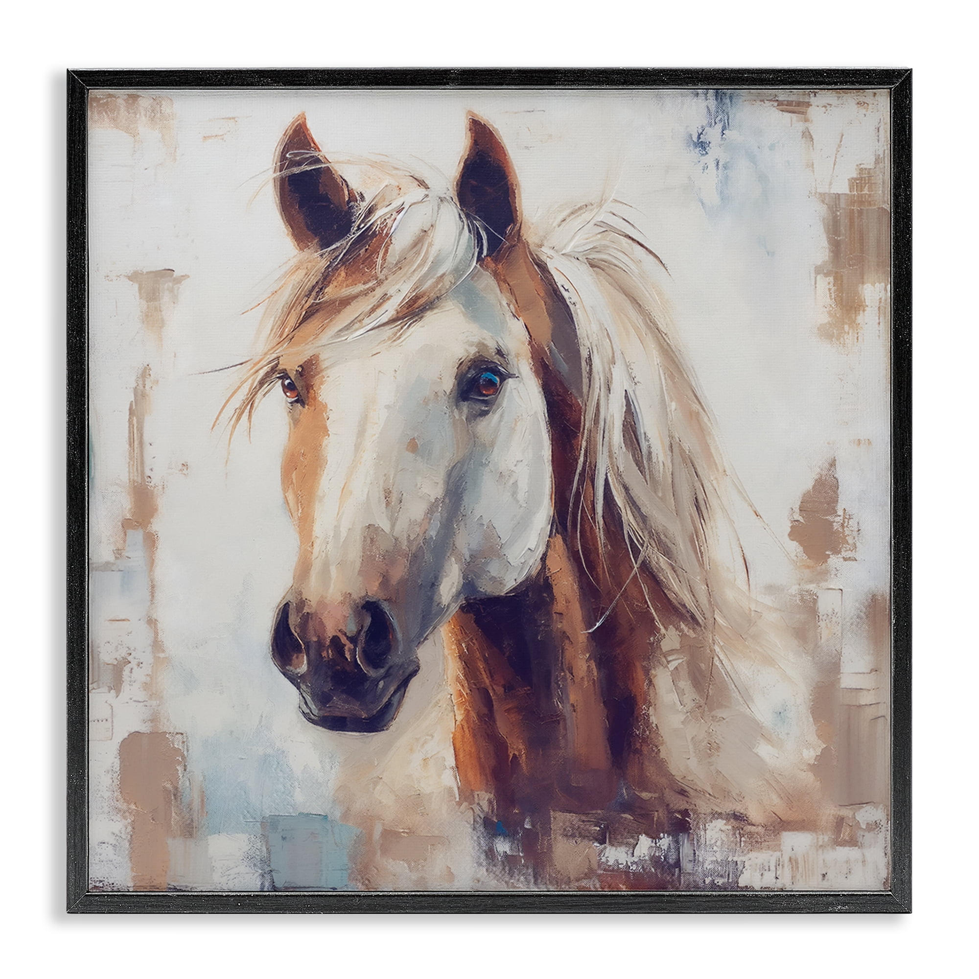 Stupell Industries Rustic Horse Impression Animals Painting Black Framed Art Print Wall Art, 17 x 17