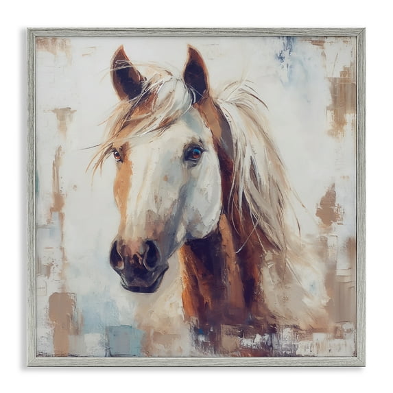 Stupell Industries Rustic Horse Impression Animals Painting Gray Framed Art Print Wall Art, 12 x 12