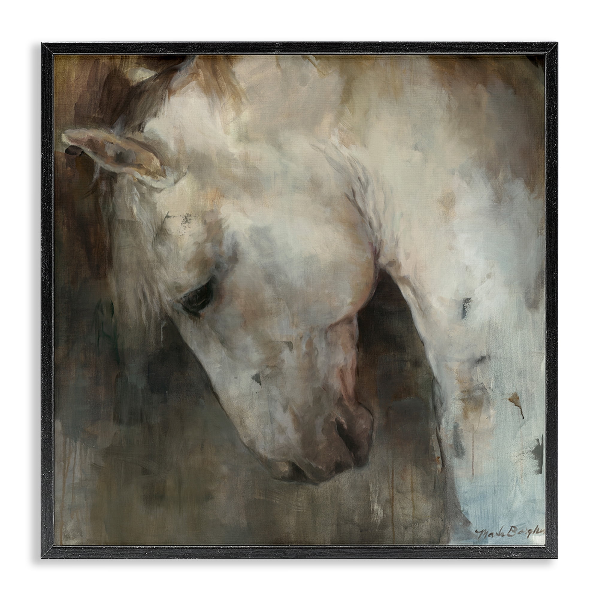 Stupell Industries Rustic Horse Portrait Animals & Insects Painting Black Framed Art Print Wall Art, 24 x 24