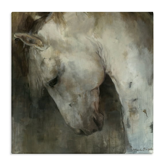 Stupell Industries Rustic Horse Portrait Animals & Insects Painting Gallery Wrapped Canvas Art Print Wall Art, 17 x 17