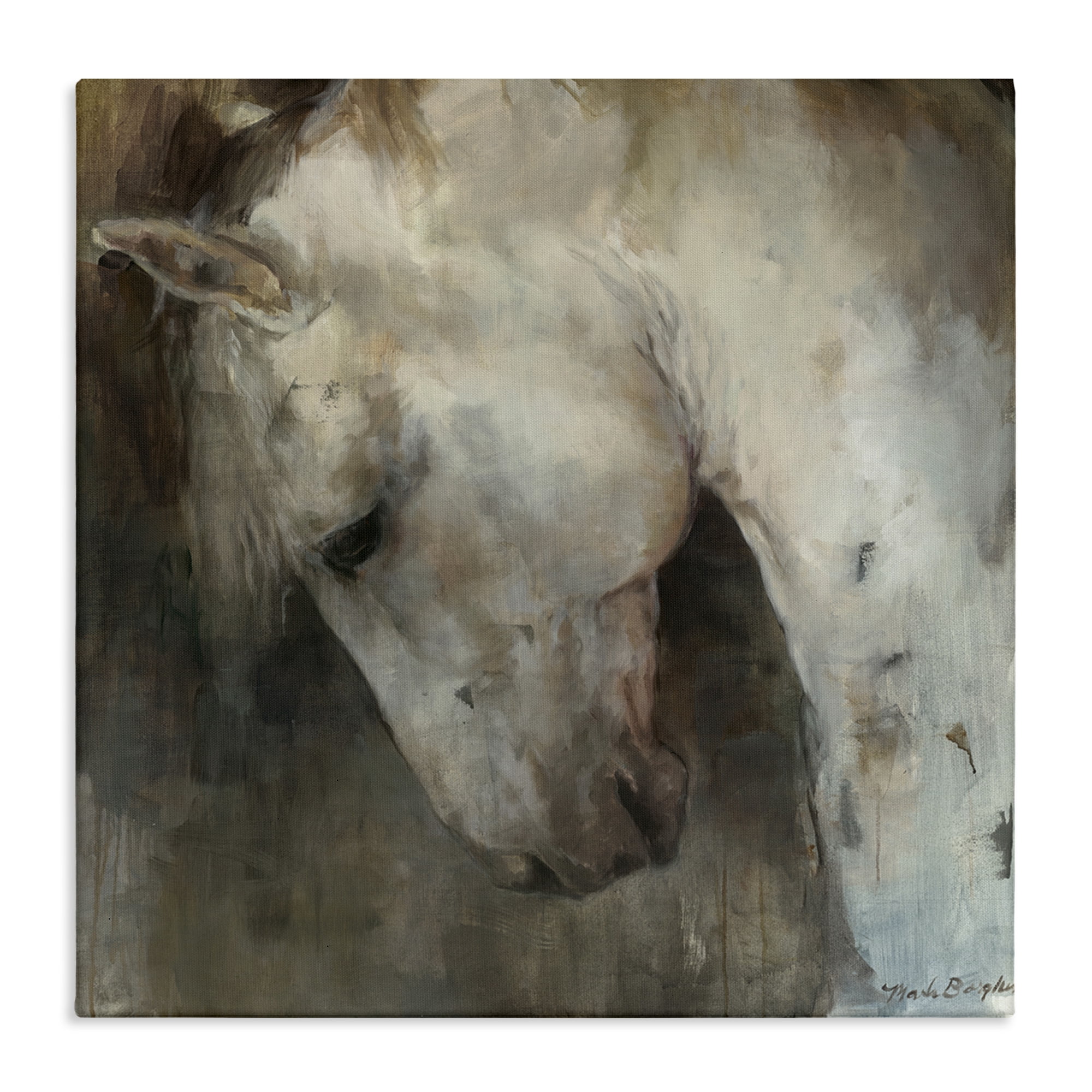 Stupell Industries Rustic Horse Portrait Animals & Insects Painting Gallery Wrapped Canvas Art Print Wall Art, 24 x 24