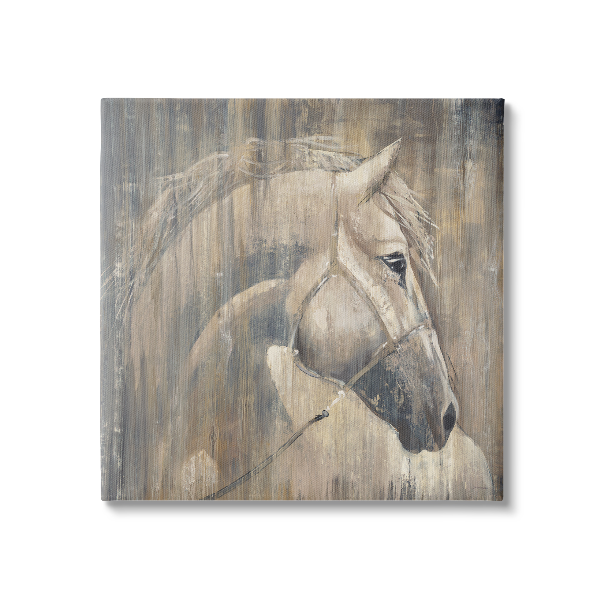Stupell Industries Rustic Horse Portrait Animals & Insects Painting Gallery Wrapped Canvas Print Wall Art, 24 x 24