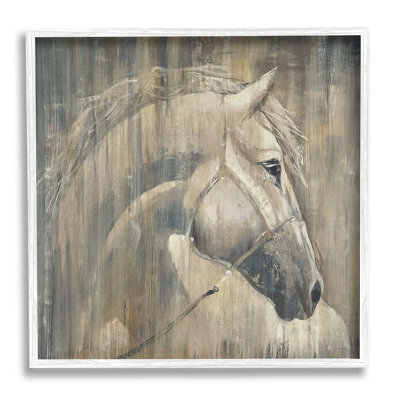 Stupell Industries Rustic Horse Portrait Animals & Insects Painting White Framed Art Print Wall Art, 17 x 17