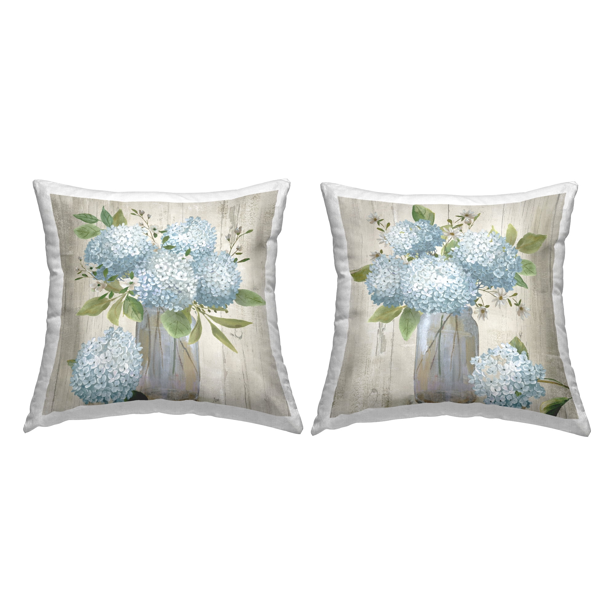 Stupell Industries Rustic Hydrangea Bouquets 2 Piece Decorative Printed Throw Pillow Set, 18 x 18