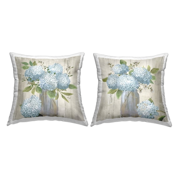 Stupell Industries Rustic Hydrangea Bouquets 2 Piece Decorative Printed Throw Pillow Set, 18 x 18