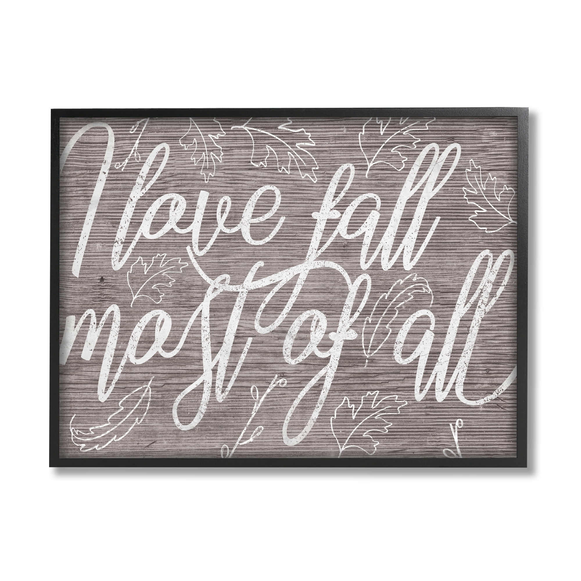 Stupell Industries Rustic I Love Fall Phrase Charming Wood Pattern Landscape Painting Black Framed Art Print Wall Art, 24 x 30