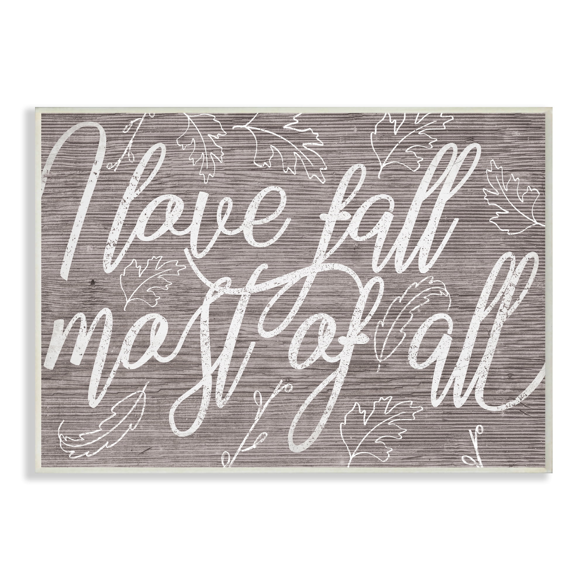 Stupell Industries Rustic I Love Fall Phrase Charming Wood Pattern Landscape Painting Wall Plaque Art Print Wall Art, 10 x 15