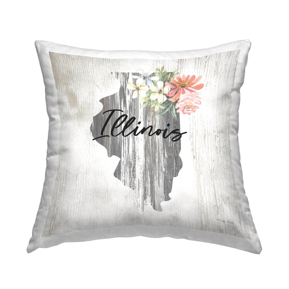 Stupell Industries Rustic Illinois State Square Decorative Printed Throw Pillow, 18 x 18