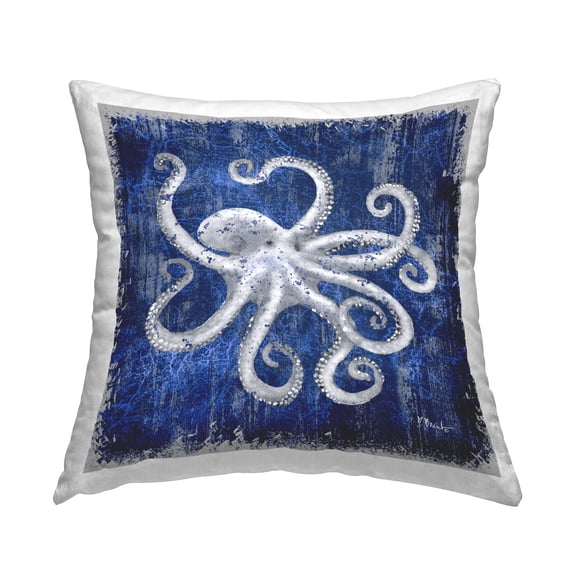 Stupell Industries Rustic Indigo Octopus Decorative Printed Throw Pillow Design by Paul Brent.